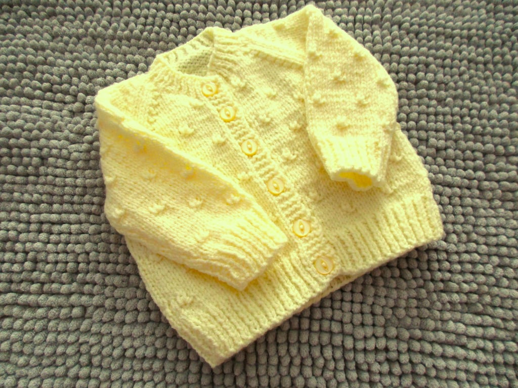 16" Lemon Round Neck Knots Pattern Cardigan