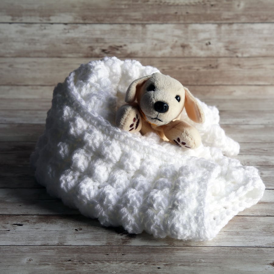 1Handmade Crochet Doll Blanket - Perfect for Cozy Playtime and snuggling. 