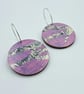 Funky abstract pink, grey and white hand printed earrings  - Image 7