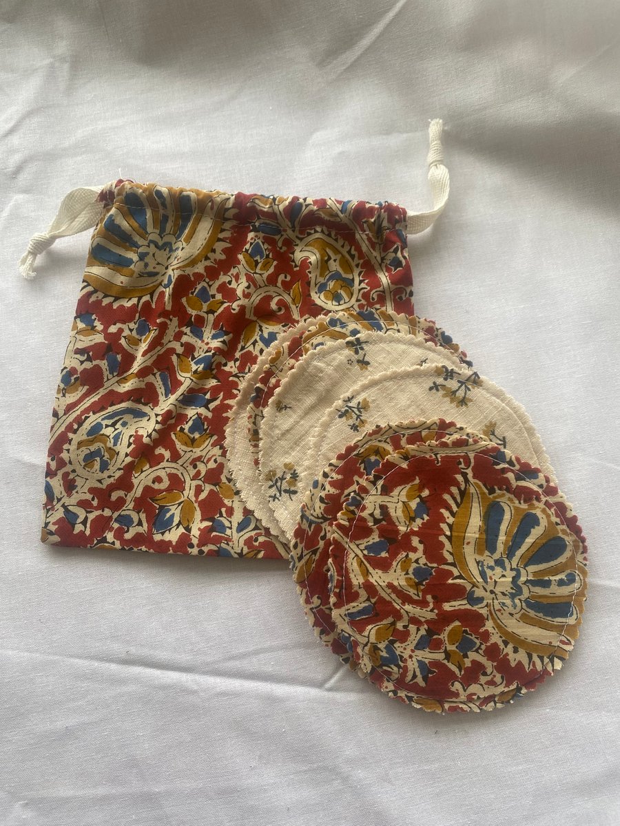 Handmade face wipes with sweet little drawstring bag