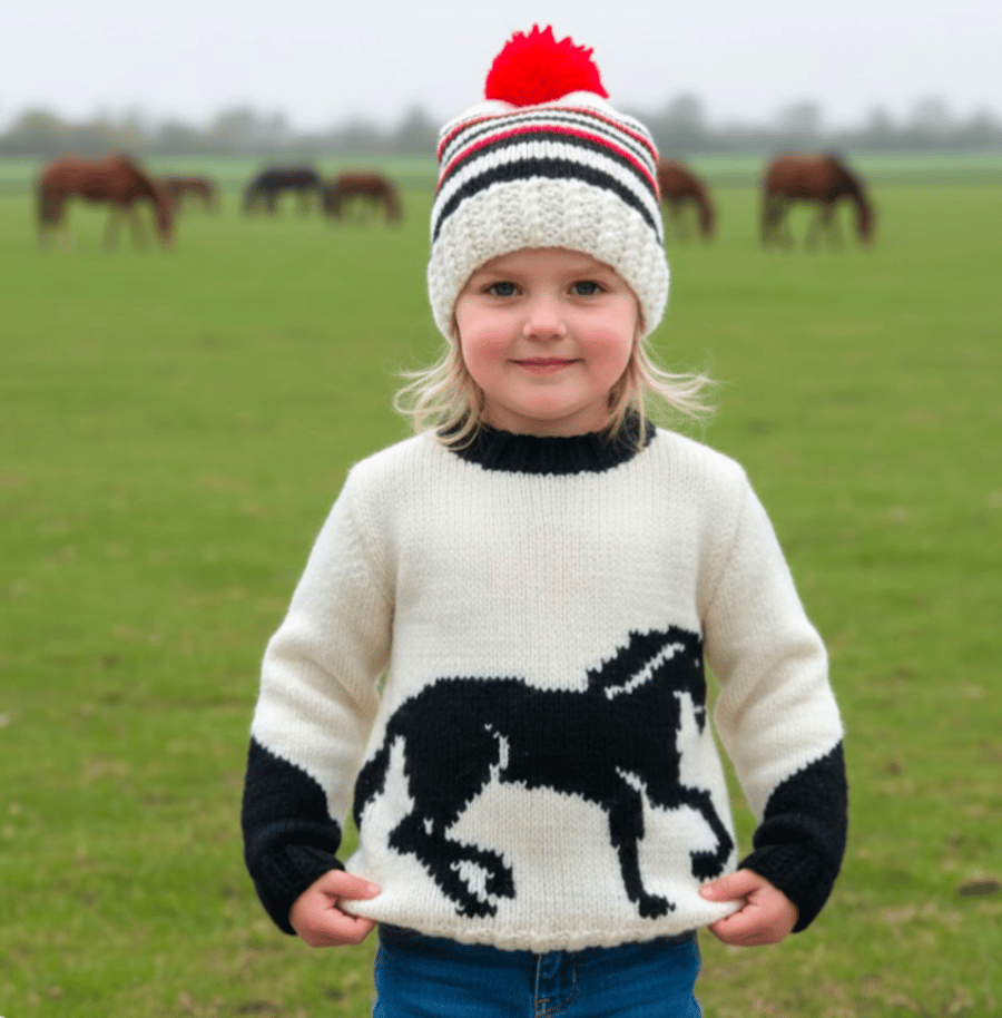Horse Sweater and Hat Knitting Pattern.  Digital Pattern