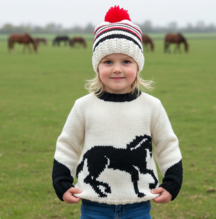 Horse Sweater and Hat Knitting Pattern.  Digital Pattern