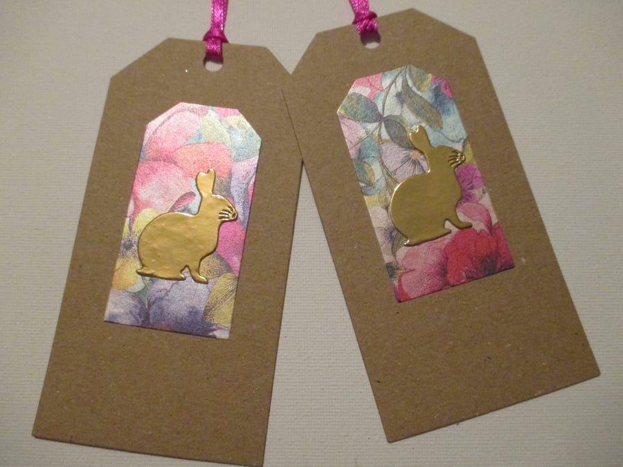 2x Bunny Rabbit Gift Tags ideal for Christmas or birthday presents