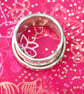 Silver Spinner or Fidget Ring - Textured Sterling Band With Moving Outer Ring  - Image 3