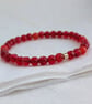 Red-orange faceted agate gemstone stretch bracelet  - Image 8