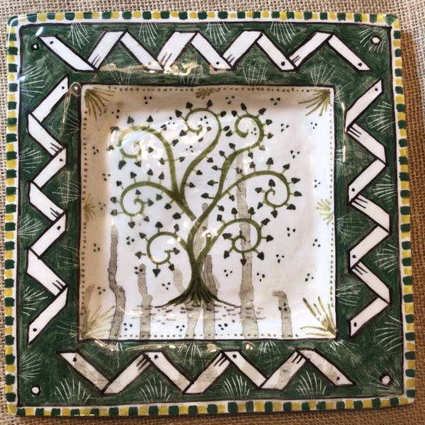 Summer Seconds Square slipware dish