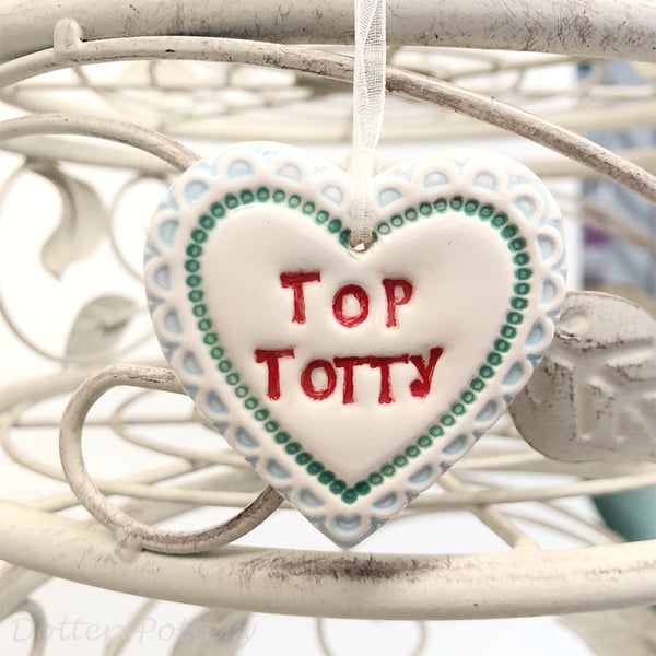 Small Ceramic heart decoration Top Totty alternative valentine
