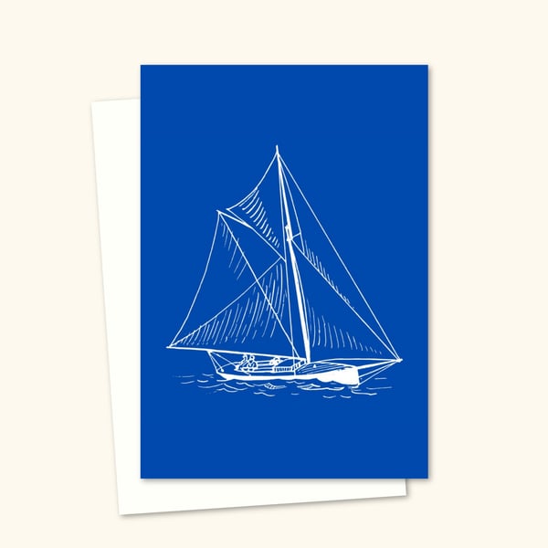 Sailing Yacht Greeting Card - Boat Lover Birthday Card - Blank Inside