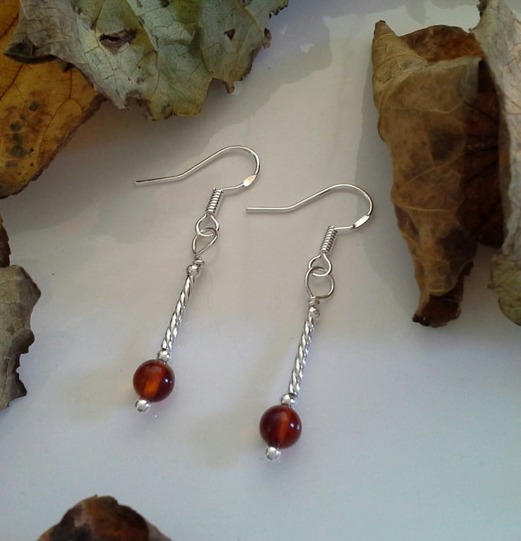 Natural Baltic Amber Handmade Sterling Silver Earrings