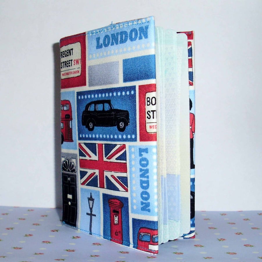 Passport cover - London theme Union Jack Red bus