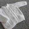 16" Patterned Round Neck Cardigan (White)