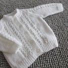 16" Patterned Round Neck Cardigan (White)