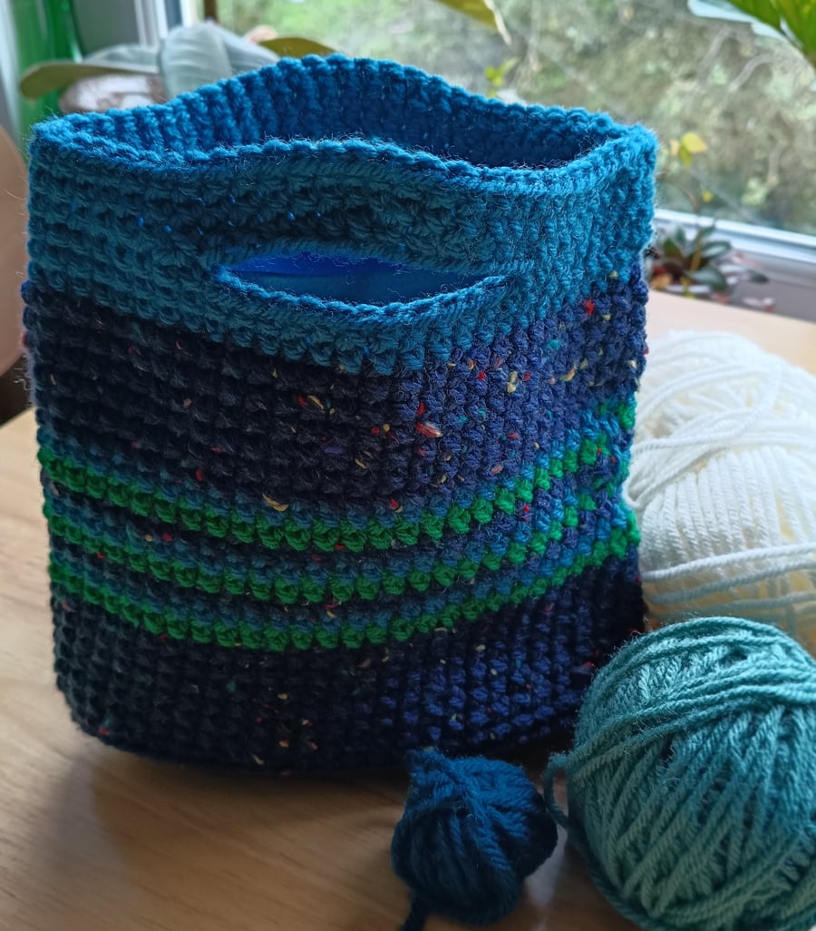 Crocheted Handbag in Blues & Green - Folksy
