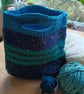 Crocheted Handbag in Blues & Green