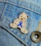 Colon Bowel Cancer Awareness Bear Badge, Handmade Teddy Support Brooch - Image 3