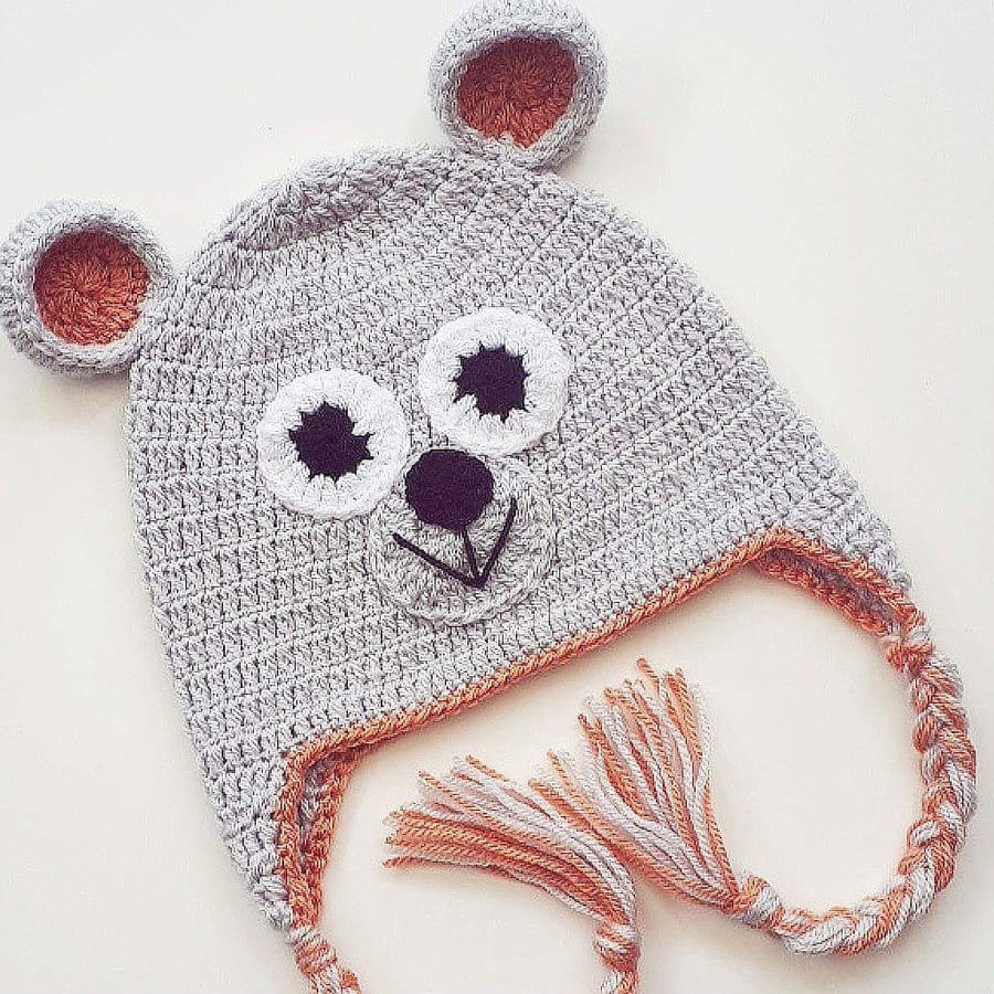 Girls winter hat, toddler hat, toddler bear hat, crochet winter hat, girls hat