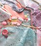 Slow stitching kit - pastel theme. Fabric remnants, fabric bundle - Image 2