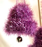 3 purple hand knitted jingle bells - Image 2