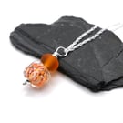 lampwork glass autumn pendant, sterling silver chain