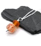 lampwork glass autumn pendant, sterling silver chain