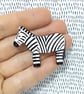 Zebra Pin Badge, Safari Themed Brooch, African Animal Badge, Wooden Eco Pin - Image 1