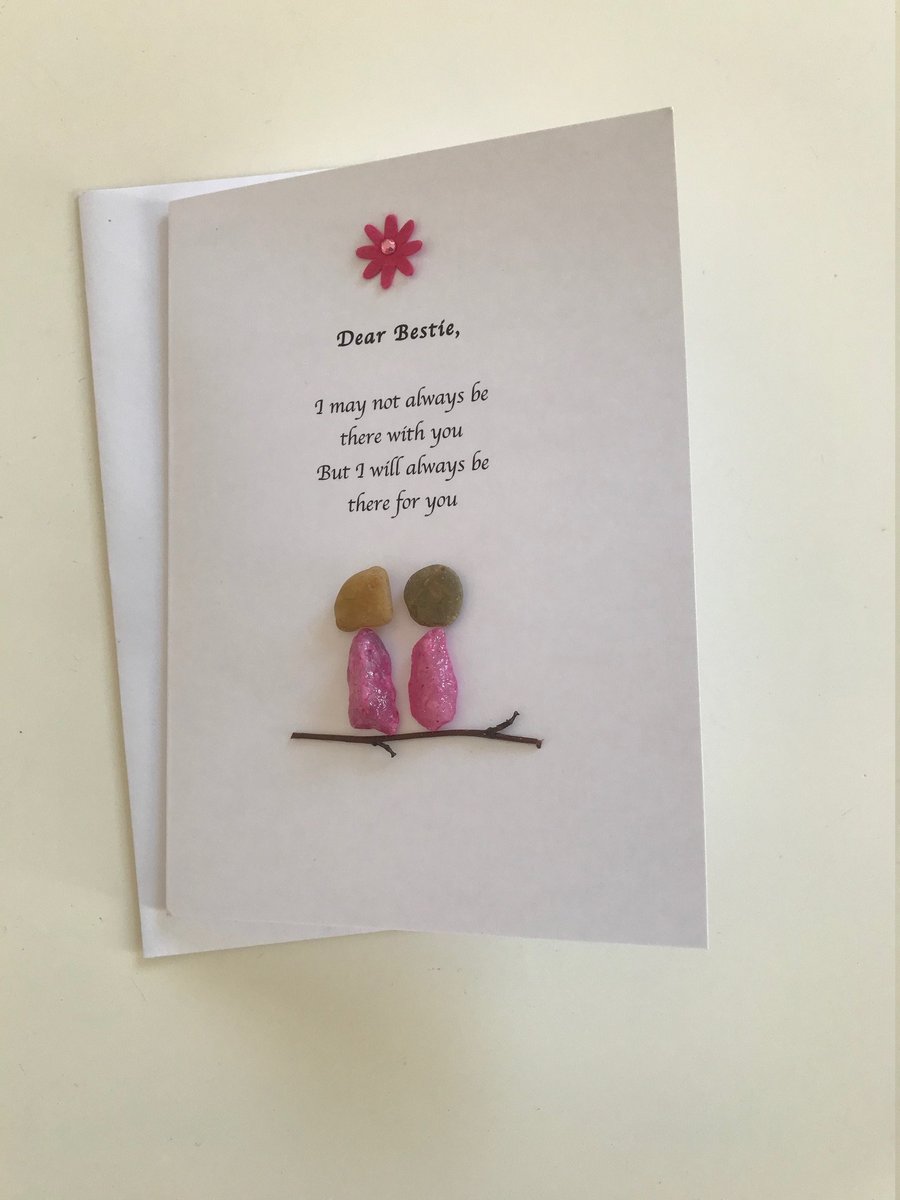 Pebble Art Card, Bestie Message Card, Birthday Cards, Occasion Cards, Greeting c