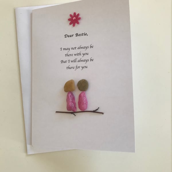 Pebble Art Card, Bestie Message Card, Birthday Cards, Occasion Cards, Greeting c