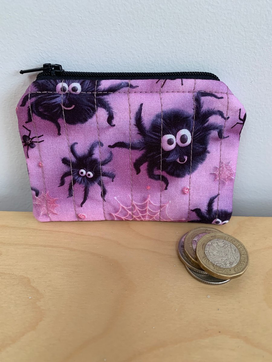 Spider Print Fabric Quilted Mini Purse