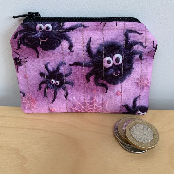 Spider Print Fabric Quilted Mini Purse
