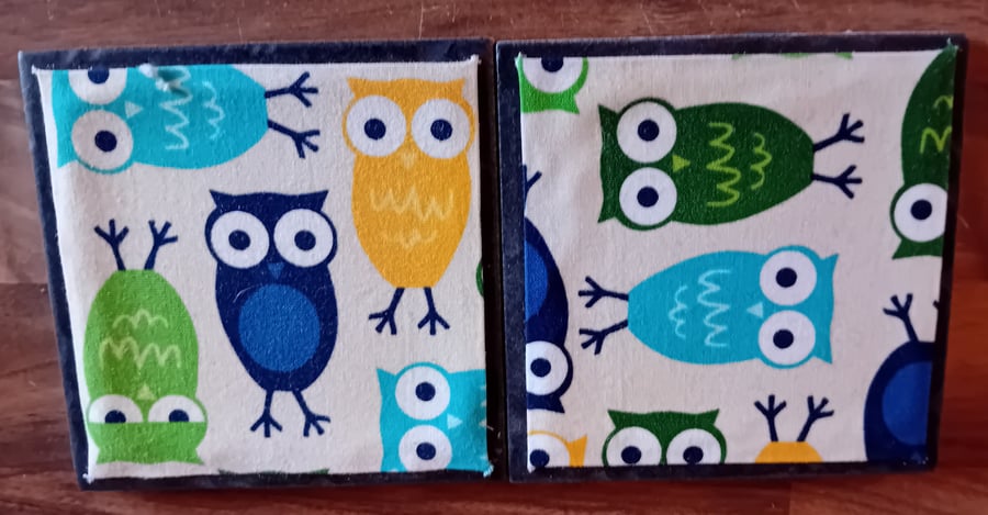 Owls (Dark Grey) - Ceramic Tileset of 4 Coasters Perfectly Imperfect
