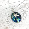 Silver & Dichroic Glass Necklace with Starfish Charm