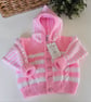 Designer Baby Girls Hooded Jacket Hand Knitted  9 - 18 months size