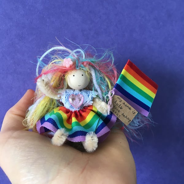 Handmade Rainbow Fairy Doll Decoration, Pride Month, LGBTQ Gift