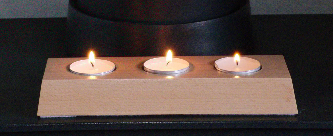 T Light Holder in Beech