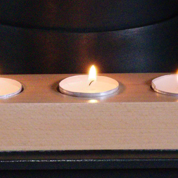 T Light Holder in Beech