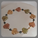 Czech glass, Green Goldstone and Vermeil Maple Leaves bracelet