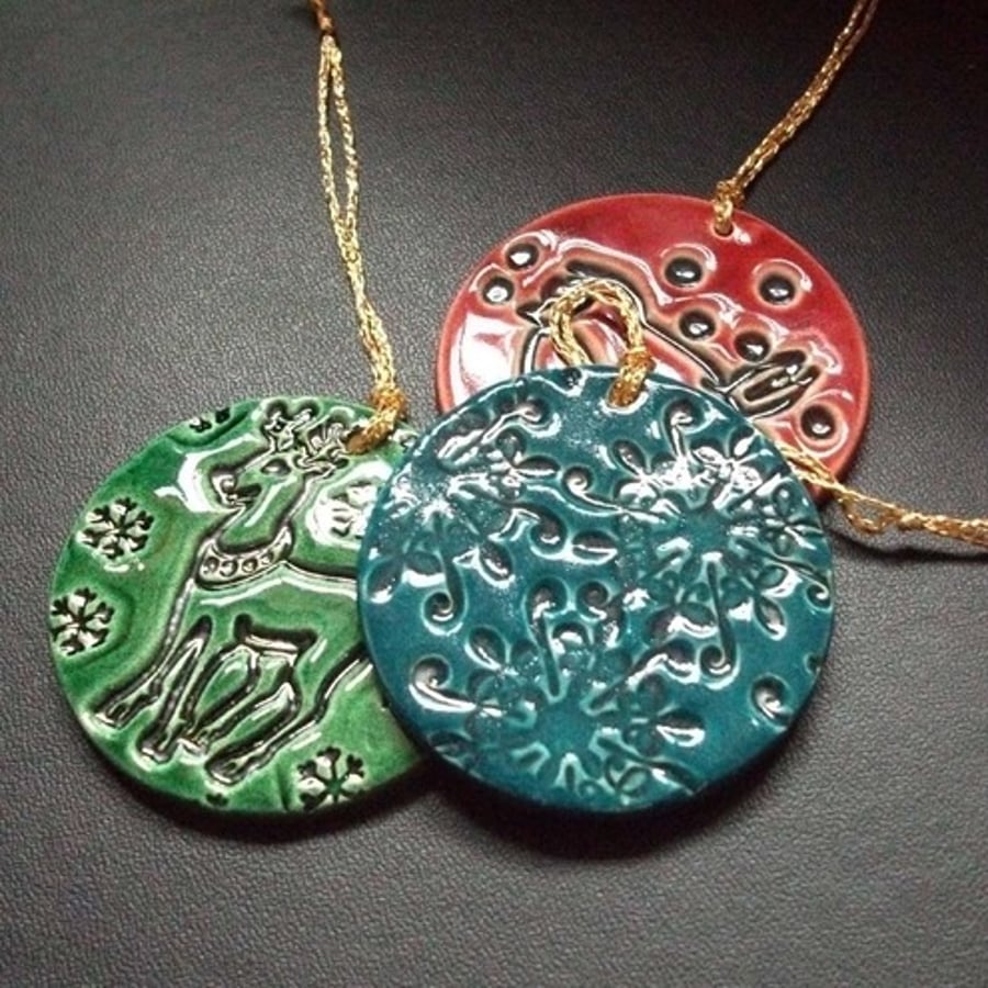 Ceramic Christmas decorations set of three