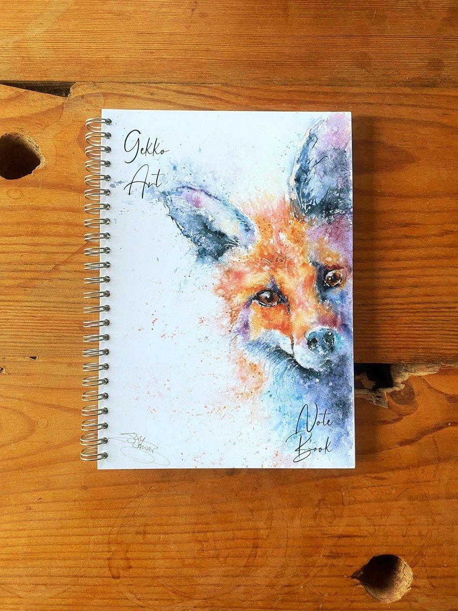Fox Notebook, Red Fox Notepad, A5 Size, Spiral bound, Wildlife Art Notebook, Pad