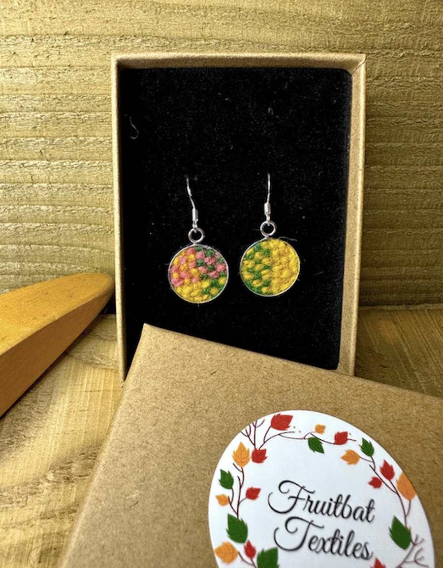 Handmade British Wool Fabric Earrings - Autumn at Cotehele Plaid Earrings
