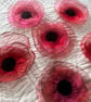 Six Organza Embroidered Poppies Poppy Flower Embellishments 