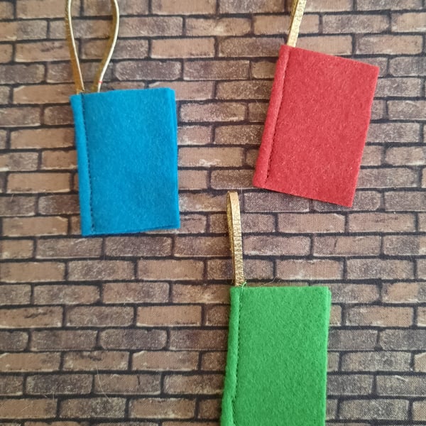 Christmas Decoration - Set of Three Felt Books 