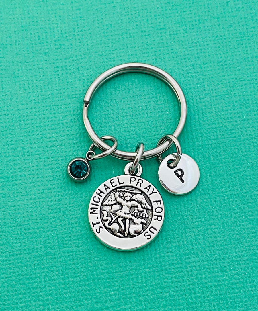 Personalised Saint Michael Keychain