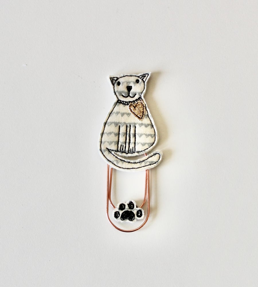 'Zig Zag Cat' - Handmade Bookmark