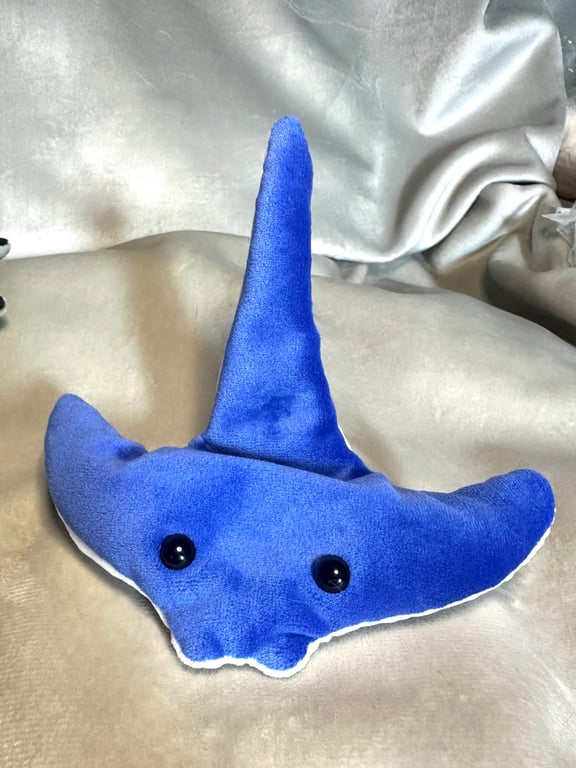 Handmade Sensory Stingray, Royal Blue, White, Super Soft, Palm Size