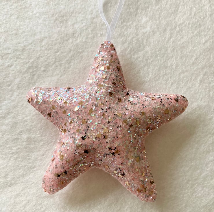 Pink Star, Pink Glitter Star, Handmade Felt Sta... - Folksy