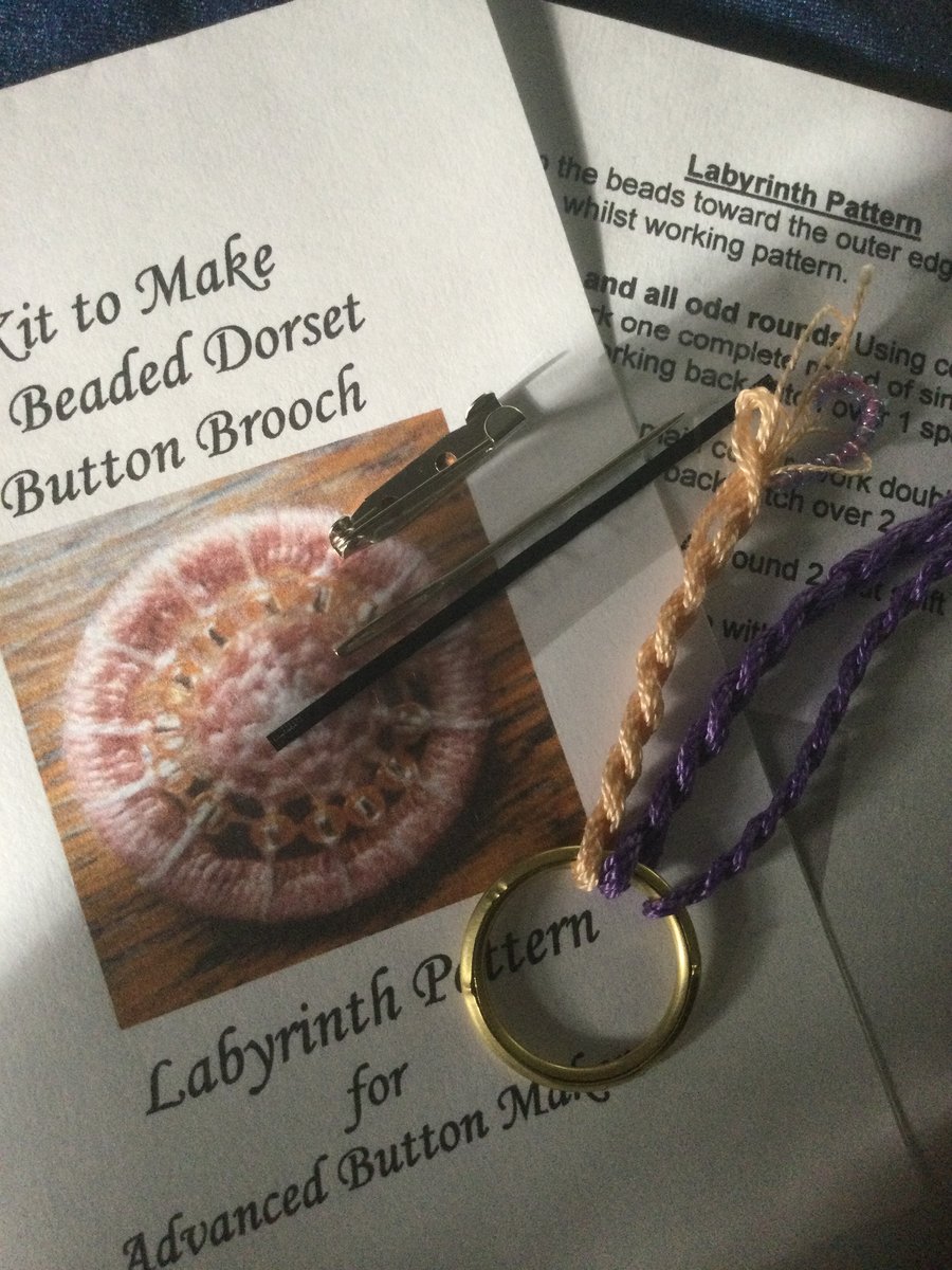 Kit for a Beaded Dorset Button Brooch, Labyrinth Design BL2