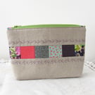 Patchwork Quilted Linen Make Up Bag