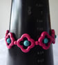 Dyed Turquoise Flower Bracelet Pink - Adjustable up to 8 inches