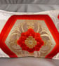 The Harris Tweed and Vintage Japanese Silk embroidered Poppy Cushion - Image 4