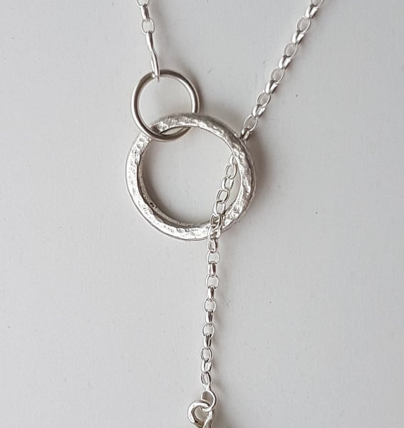 Seaglass Pendant on 20" Sterling Chain with Hammered Circle